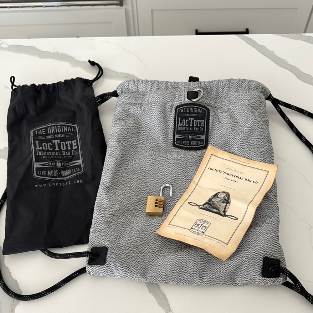 Gray Anti-Theft Drawstring Bag